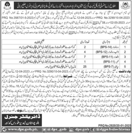 Balochistan Levies Force New Jobs 2025 Advertisement Apply Online Now