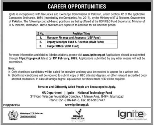 Ignite National Technology Fund Jobs Notcie 2025 Apply Online Now