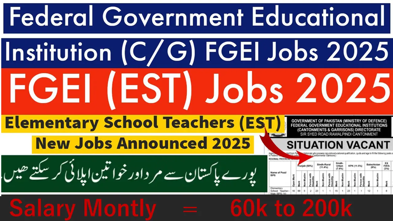 Federal Government Educational Institutions Jobs 2025 Apply Online