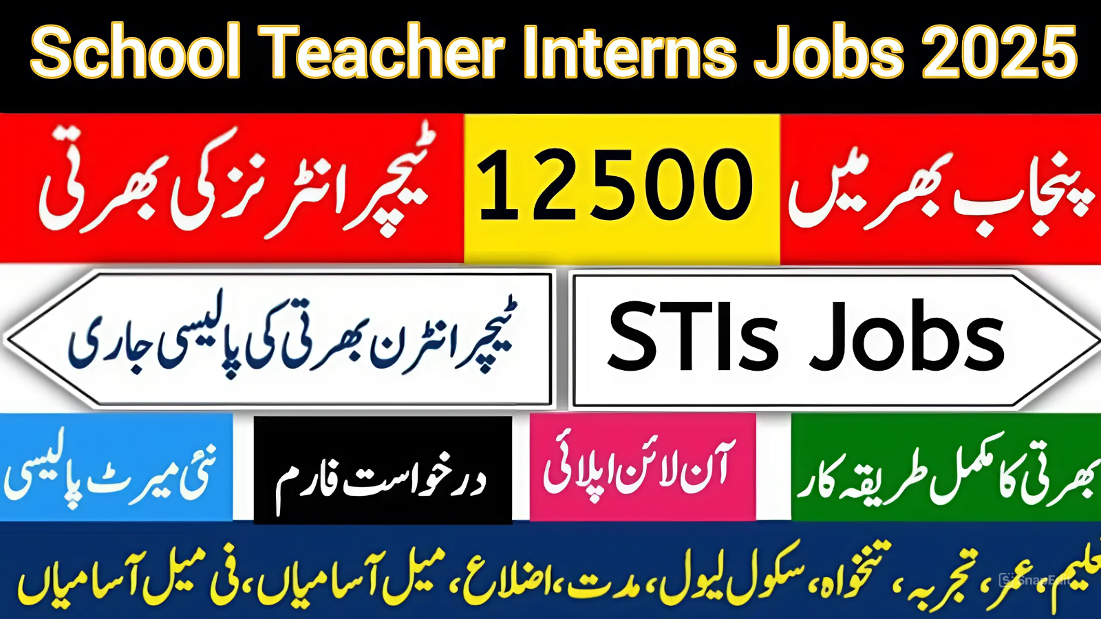 School Teaching Interns (STI) Jobs 2025 in Govt Schools of Punjab Apply Online