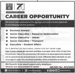 Institute of Business Administration (IBA) Karachi Jobs 2025 – Apply Now!