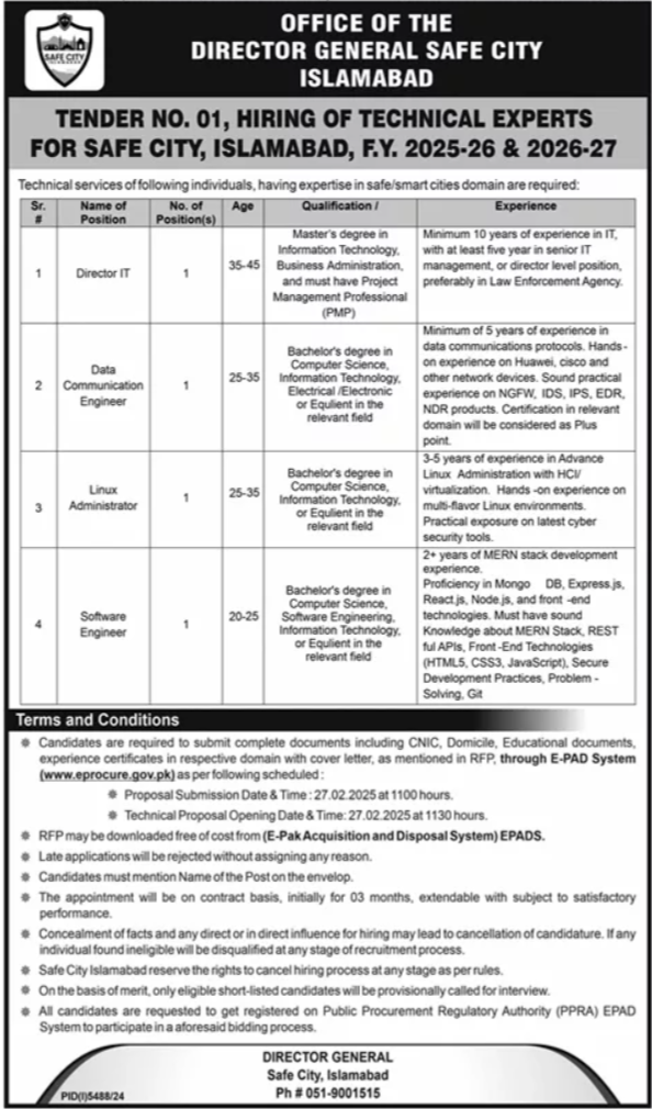 Safe City Islamabad Jobs 2025 – Apply Online